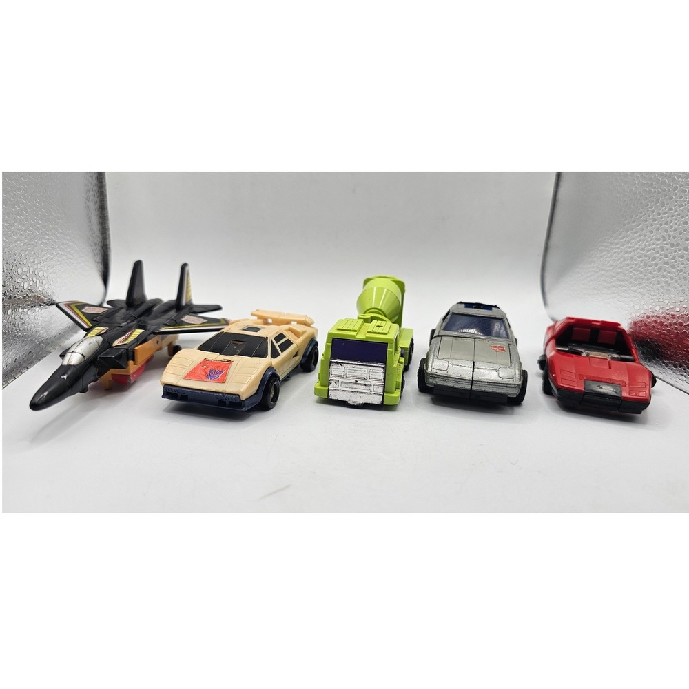 Vintage 1985 Transformers G1 Lot Hasbro Takara Japan Jet Car Cement Mixer 5pc